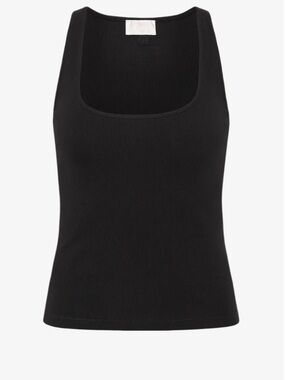 Posse Black Ribbed Square Neck Tank
